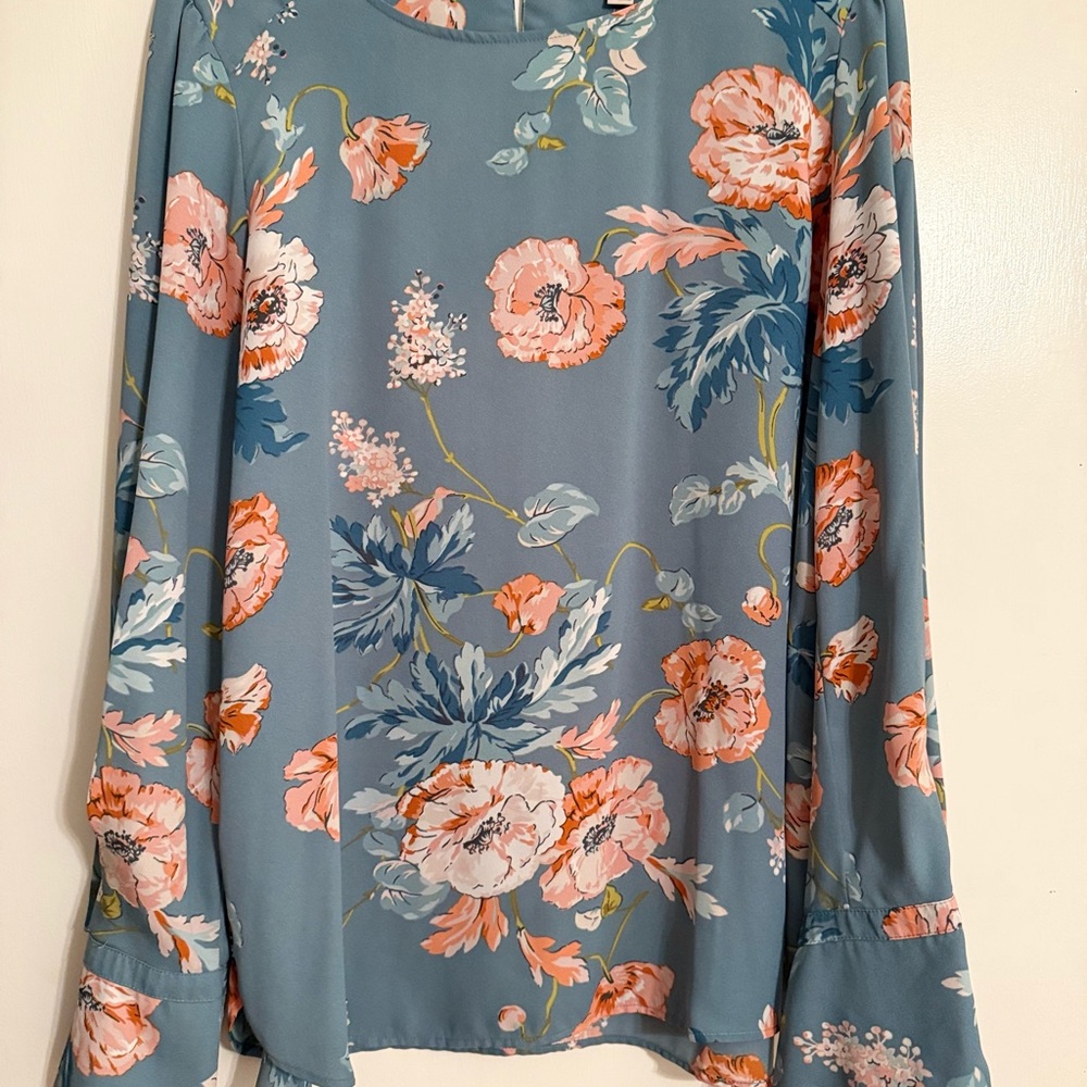 LOFT Blue Floral Blouse